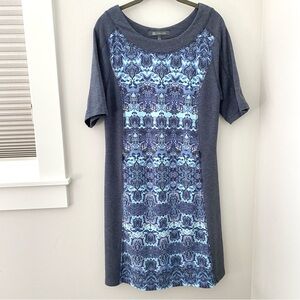 Title Nine Knit Batik Heathered Dress Blue Large